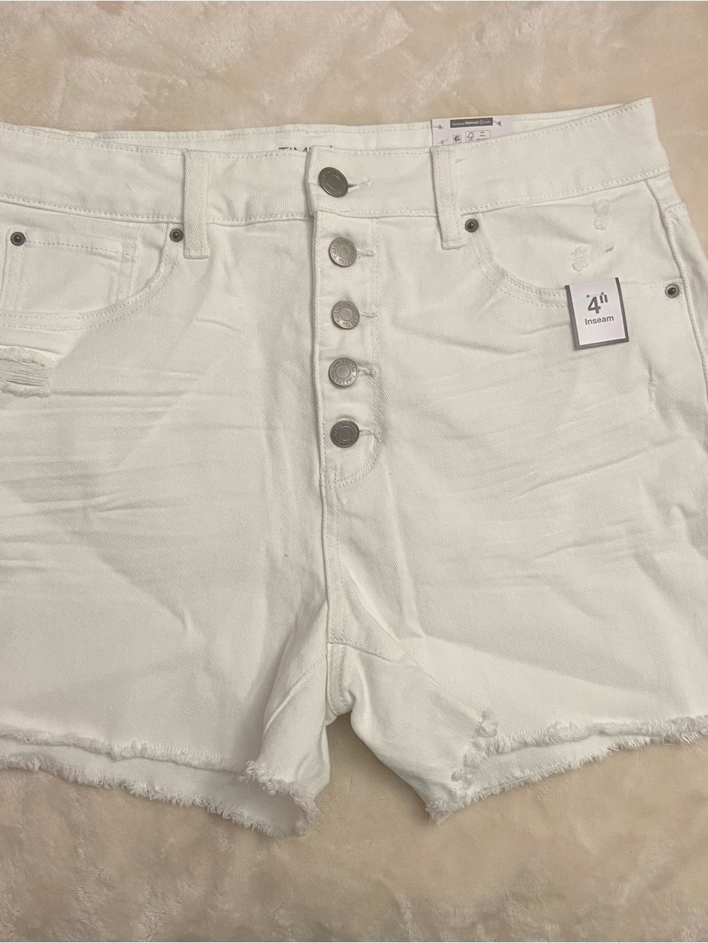 Brand new Time and Tru White High-Rise Button-Front Denim Shorts